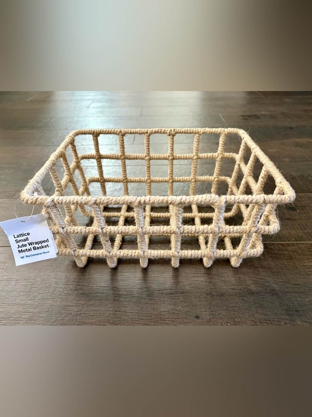 The Container Store Jute Wrapped Metal Basket - NWT! “FREE w/Purchase” item.